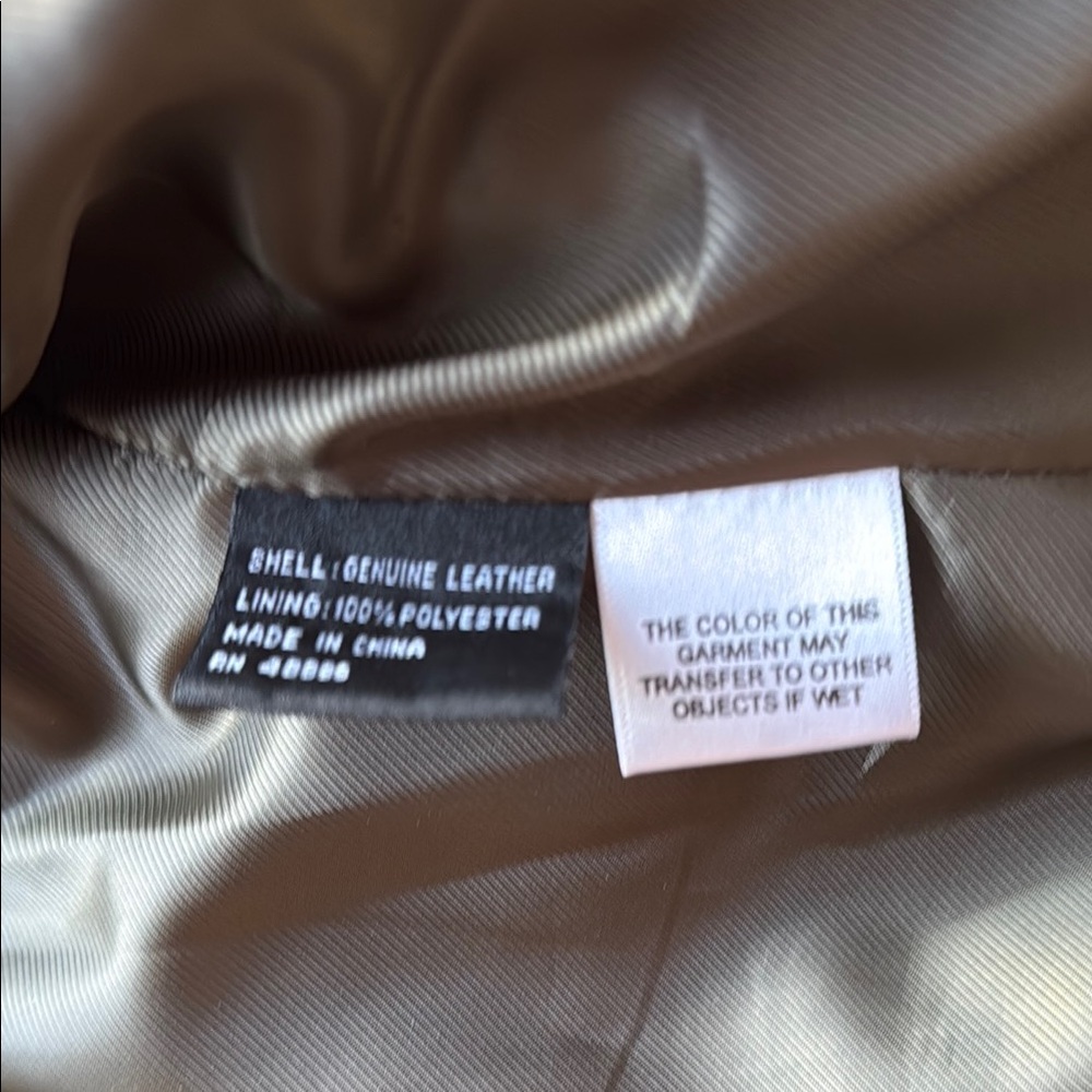 Elegant Women's Olive Green Leather Jacket SZ LG - Picture 5 of 9